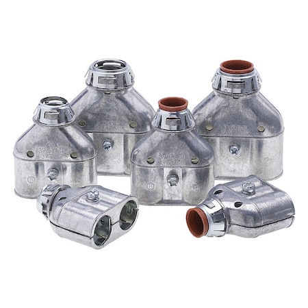 Flexible MC Connector, 1/2 in, Push-On, Die Cast Zinc, Gray