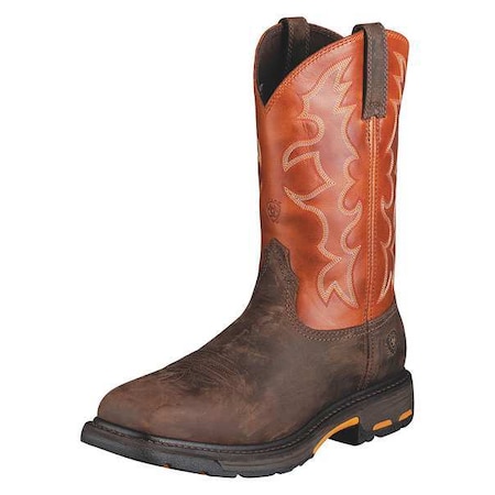 Men's Western Boot, 14 D, Steel Toe, 11 in H, Brown, 10006961