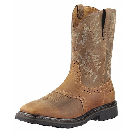 Men's Western Boot, 12 D, Steel Toe, 10 in H, Aged Bark, 10010134