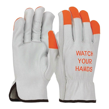 Leather Drivers Gloves, Cowhide, Shirred Slip-On, Keystone Thumb, Gunn Cut, White, S 12 PK