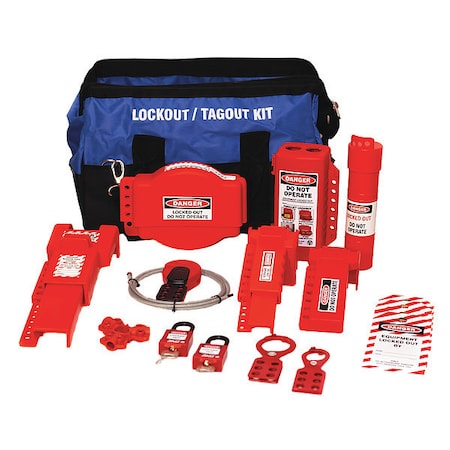 Portable Lockout Kit,Filled,Red/Blue/Blk