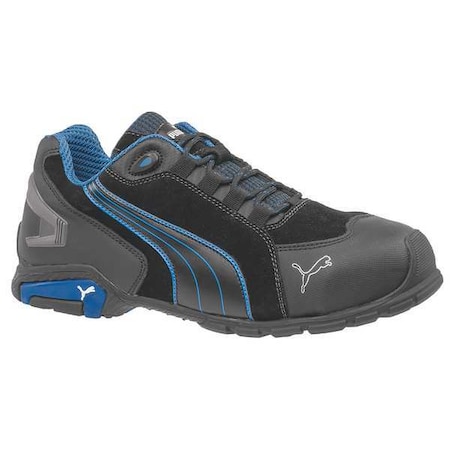 Men's Athletic Shoe, Aluminum Toe, Leather Upper, Carbon Rubber Outsole, Lace Up, Black/Blue, 10 EE