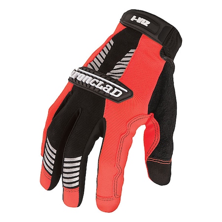 IVO2 High Visability Glove, Synthetic Leather Palm, Hi-Viz Orange