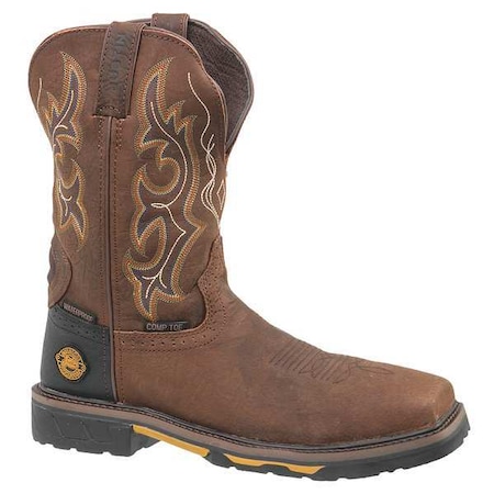 Hybred, Men's 11 in Composite Toe Western Boot, Brown, 10 1/2, D, WK4625