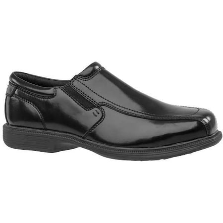 Men's Loafer Shoe, Steel Toe, Leather Upper, Rubber Outsole, Slip On, Black, 9 D