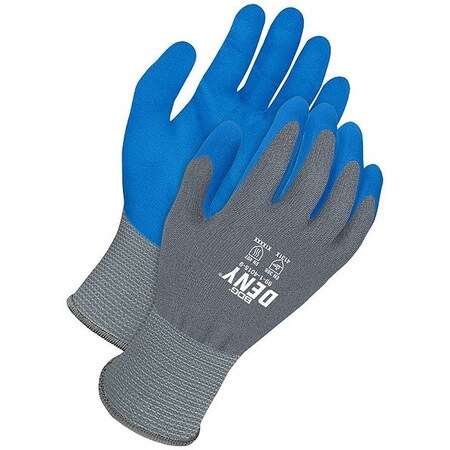 Coated Gloves, Nitrile, Textured, Palm, Blue/Gray, 2XL 1 PR