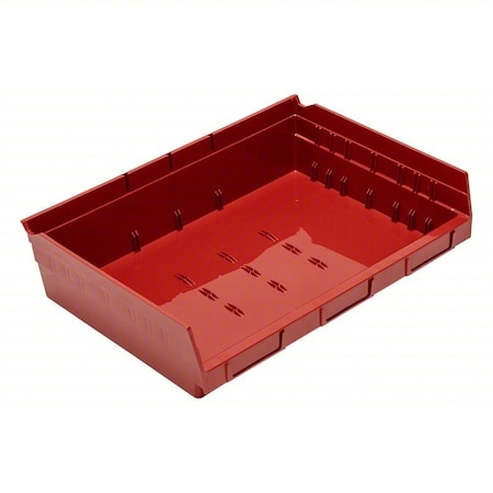 Economy nesting shelf bin, Plastic, Red, 4 in H, 16 1/2 in W, 11 5/8 in L