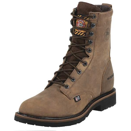 Men's 8-Inch Work Boot, 9 1/2 EE, Steel Toe, 8 in H, Brown, WK961