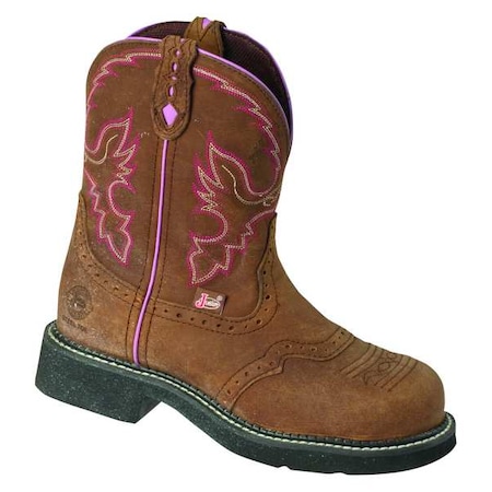 Women's Western Boot, 11 B, Steel Toe, 8 in H, Brown, WKL9980