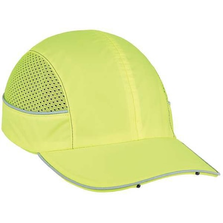 Bump Cap, Long Brim Baseball, ABS, Hook-and-Loop Suspension, Hi-Visibility Lime