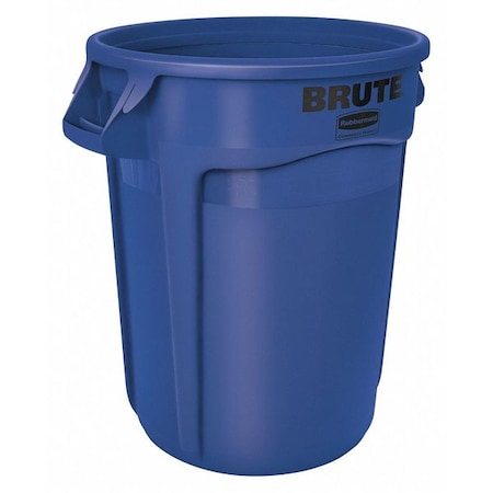 BRUTE 32 gal Round Heavy Duty Plastic Can, Blue, None, Plastic, Not Applicable