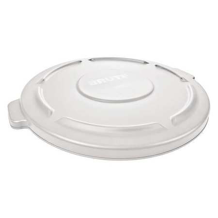 BRUTE(R) 32 gal Trash Can Lid, Flat White, Resin, 0 Openings 22 1/4 in W/Dia