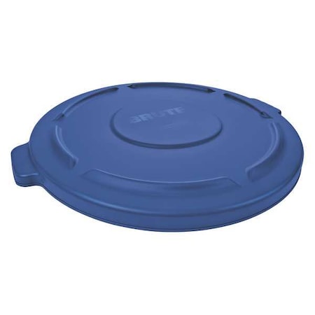 BRUTE(R) 32 gal Trash Can Lid, Flat Blue, Resin, 0 Openings 22 1/4 in W/Dia