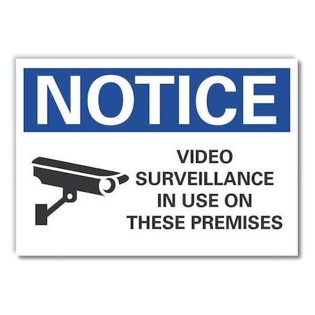 Notice, Video Surveillance In Use On These Premises, 14 in W x 10 in H, Horizontal Rectangle