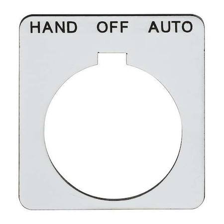 Legend Plate, Square, Hand-Off-Auto., White
