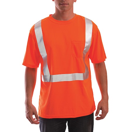 High Visibility T-Shirt, 2, R, Polyester, Orange, XL