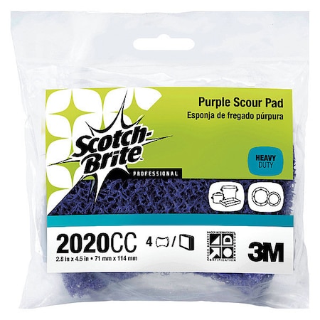 Scouring Pad,4-1/2" L x 3" W,Purple,PK4