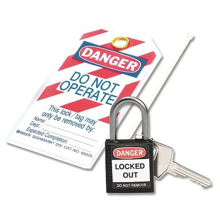 Lockout Padlock, Keyed Different, Nylon, Black, 1 in Shackle Height, 1 1/4 in Body Width