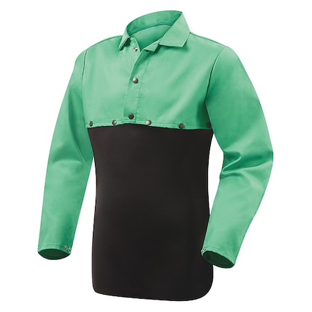 Flame-Resistant Cape Sleeve, Cotton, 11 in Length, Green, Snap Cuff