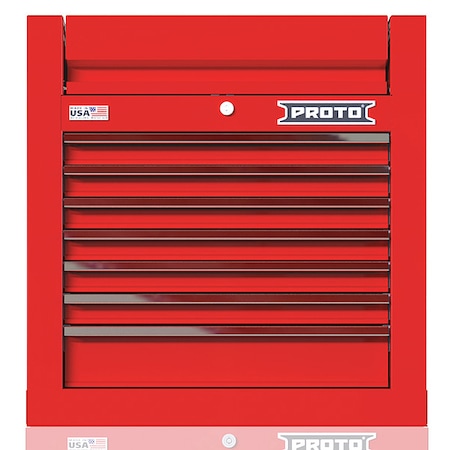Velocity Top Chest, 7 Drawer, Red, Steel, 27 in W x 22-1/2 in D x 28 in H