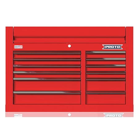 Velocity Top Chest, 12 Drawer, Red, Steel, 42 in W x 22-1/2 in D x 28 in H