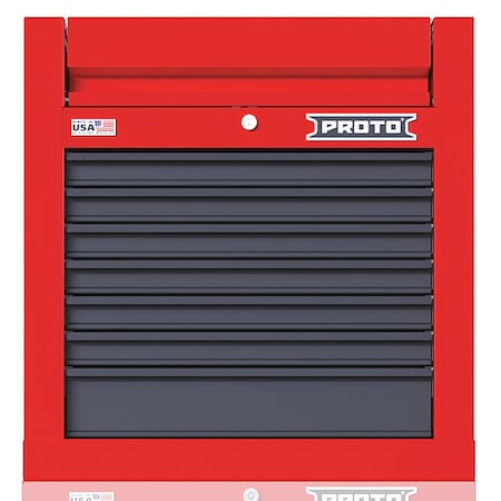 Velocity Top Chest, 7 Drawer, Red/Gray, Steel, 27 in W x 22-1/2 in D x 28 in H