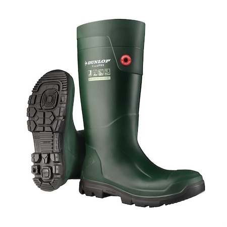 Rubber Boot, 12D, Knee, Black; Green, PR
