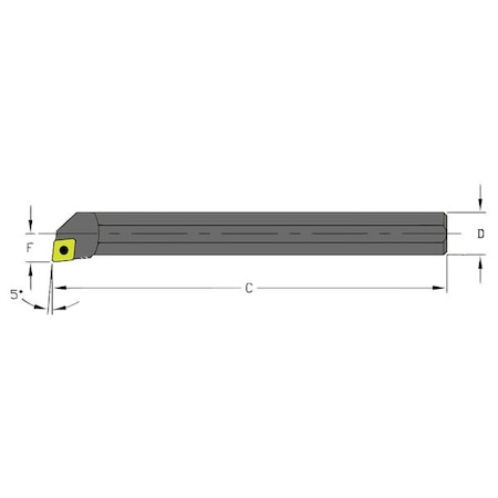 Indexable Boring Bar, S06K SCLCR2, 5 in L, High Speed Steel, 80 Degrees  Diamond Insert Shape