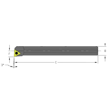 Indexable Boring Bar, S08M STUPR2, 6 in L, High Speed Steel, Triangle Insert Shape