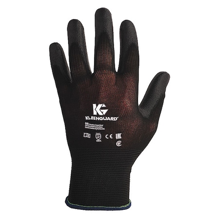 Coated Gloves, Polyurethane, Flat, Palm, 3 Abrasion Level, Black, M (8) 1 PR