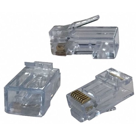 Modular Plug, RJ45 Connector Type, PK100, Color: Clear