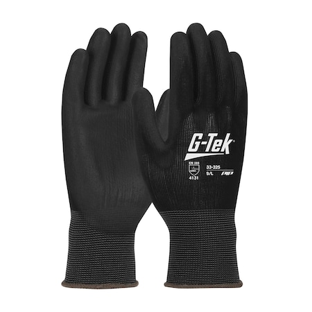Coated Gloves, Polyurethane, Smooth, Palm, 3 Abrasion Level, Black, M 12 PK