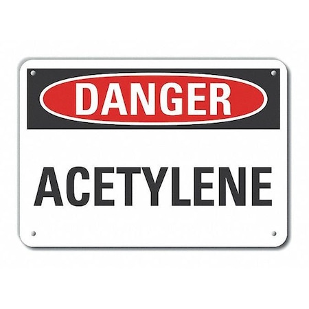 Alum Danger Acetylene,10"x7", LCU4-0324-NA_10X7