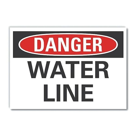 Danger, Water Line, 5 in W x 3 1/2 in H, Horizontal Rectangle, Polyester, LCU4-0334-ND_5X3.5