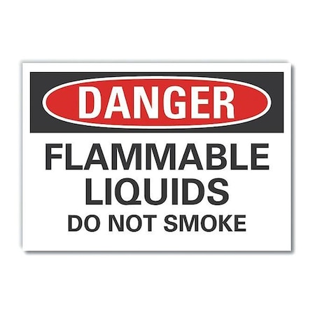 Danger, Flammable liquids do not smoke, 14 in W x 10 in H, Horizontal Rectangle, LCU4-0514-RD_14X10