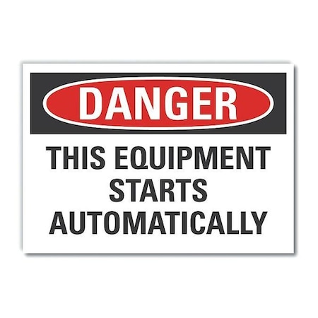 Danger Sign, 3 1/2 in Height, 5 in Width, Polyester, Horizontal Rectangle, English