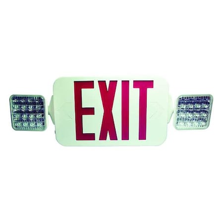 Exit Sign with Emergency Lights, White, 1 or 2 Face(s), LED, Universal Mount, Nickel Cadmium