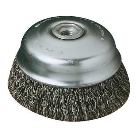 SAIT 09551 Crimped Wire Large Cup Brushes (Carbon Steel), 4" Dia x .020" Wire Size x 5/8-11" Arbor, 1-Pack