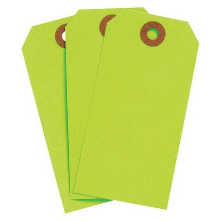 Blank Shipping Tag, Cardstock, 4-1/4" H x 2-1/8" W, Fluorescent Green, Rectangle, 1000 PK