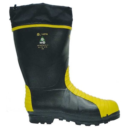 Unisex Viking(R) Tall Rubber Boots w/Met Guard, Steel Toe, 15" Height, Black/Yellow, 7