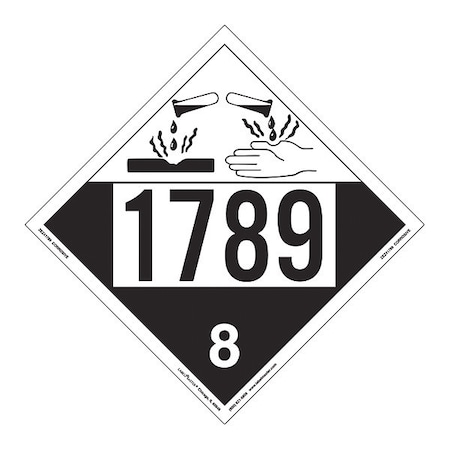 Corrosive Placard,UN1789,PK25