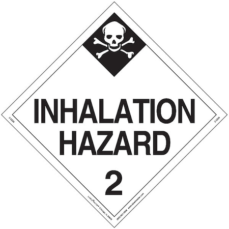 Inhalation Hazard Placard, Inhalation Hazard 2, Vinyl, 25 PK