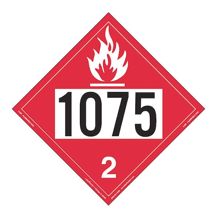 Flammable Gas Placard,UN 1075,PK25