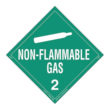 Non-Flammable Gas Placard,Vinyl,PK25