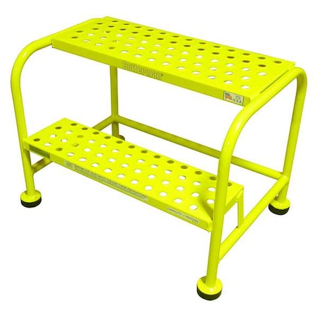 Stationary Step, 2 Steps, 450 lb Load Capacity, 20 in Overall Height, Steel, Yellow