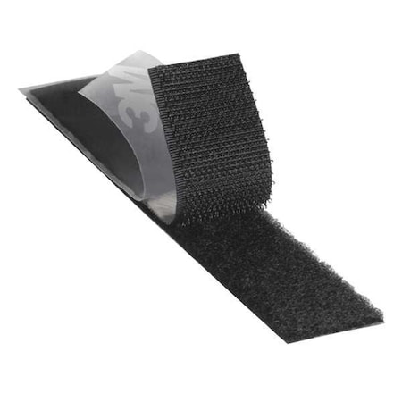 Reclosable Fastener, Acrylic Adhesive, 150 ft, 2 in W, Black