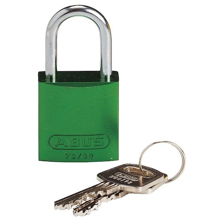 Lockout Padlock, Keyed Different, Aluminum, Green, 1 in Shackle Height, 1 1/4 in Body Width