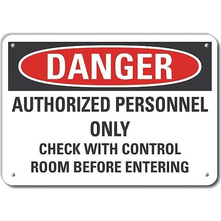 Danger Sign, 10 in Height, 14 in Width, Aluminum, Horizontal Rectangle, English