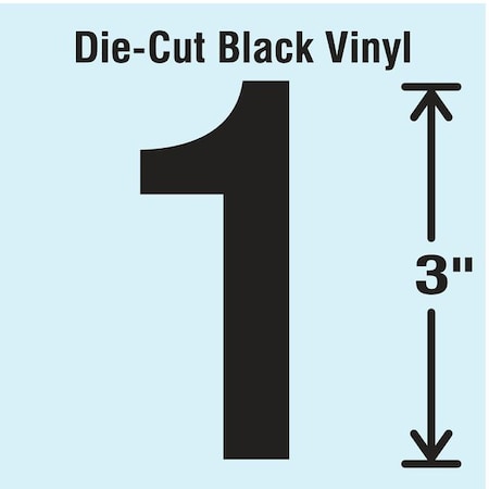 Number Label, Vinyl, 3 in H, 5/8 in W, PK10