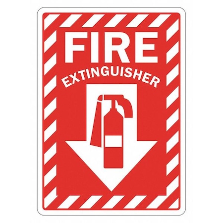 Fire Extinguisher Sign, 10 in Height, 7 in Width, Non-PVC Polymer, Horizontal Rectangle, English